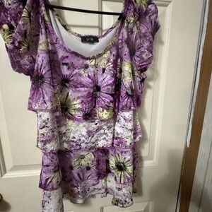 AGB Lavender and Cream Layered Blouse
